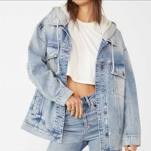 NWOT Free People Flawless Hooded Denim Jacket S